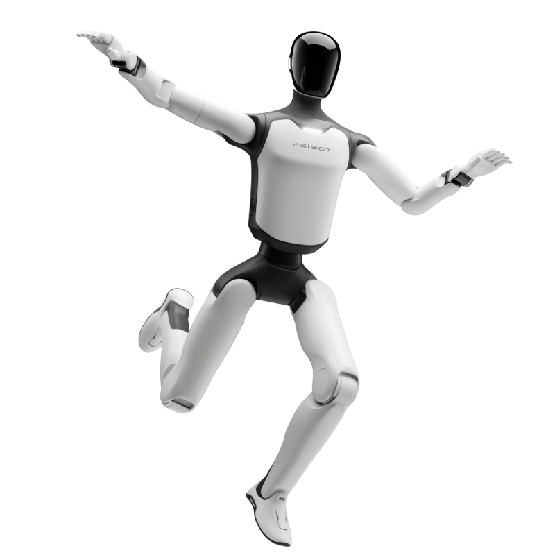 AgiBot A3 Standard humanoid robot in a dynamic jumping pose