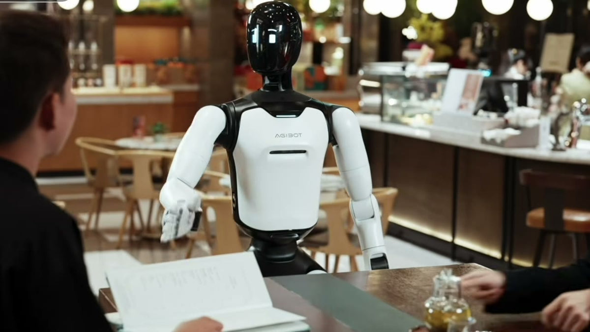 AgiBot A3 Ultra serving tea at a hotel restaurant
