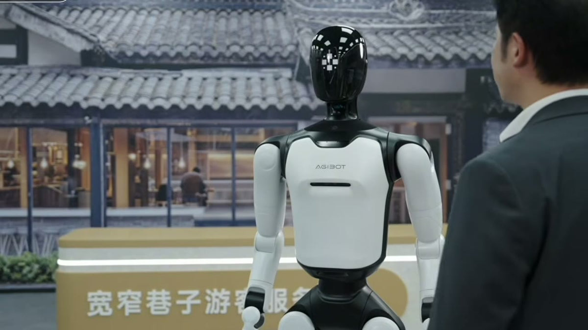 AgiBot A3 Ultra presenting in a showroom