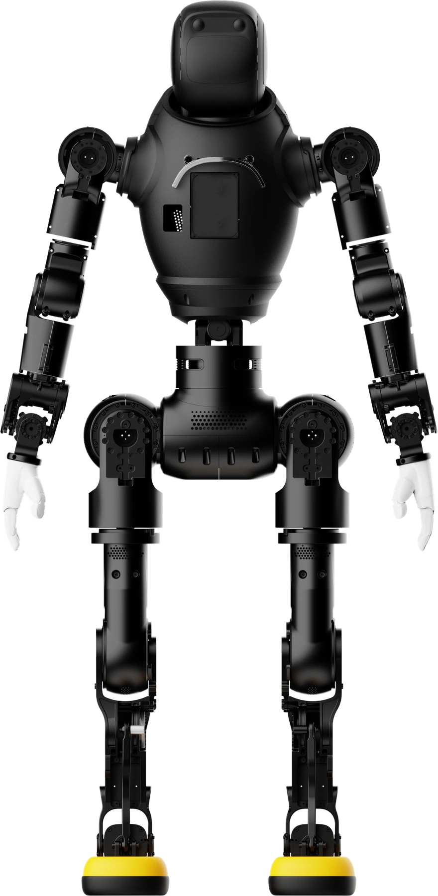AgiBot X2 EDU humanoid robot front view showing the dummy head and standard passive hands
