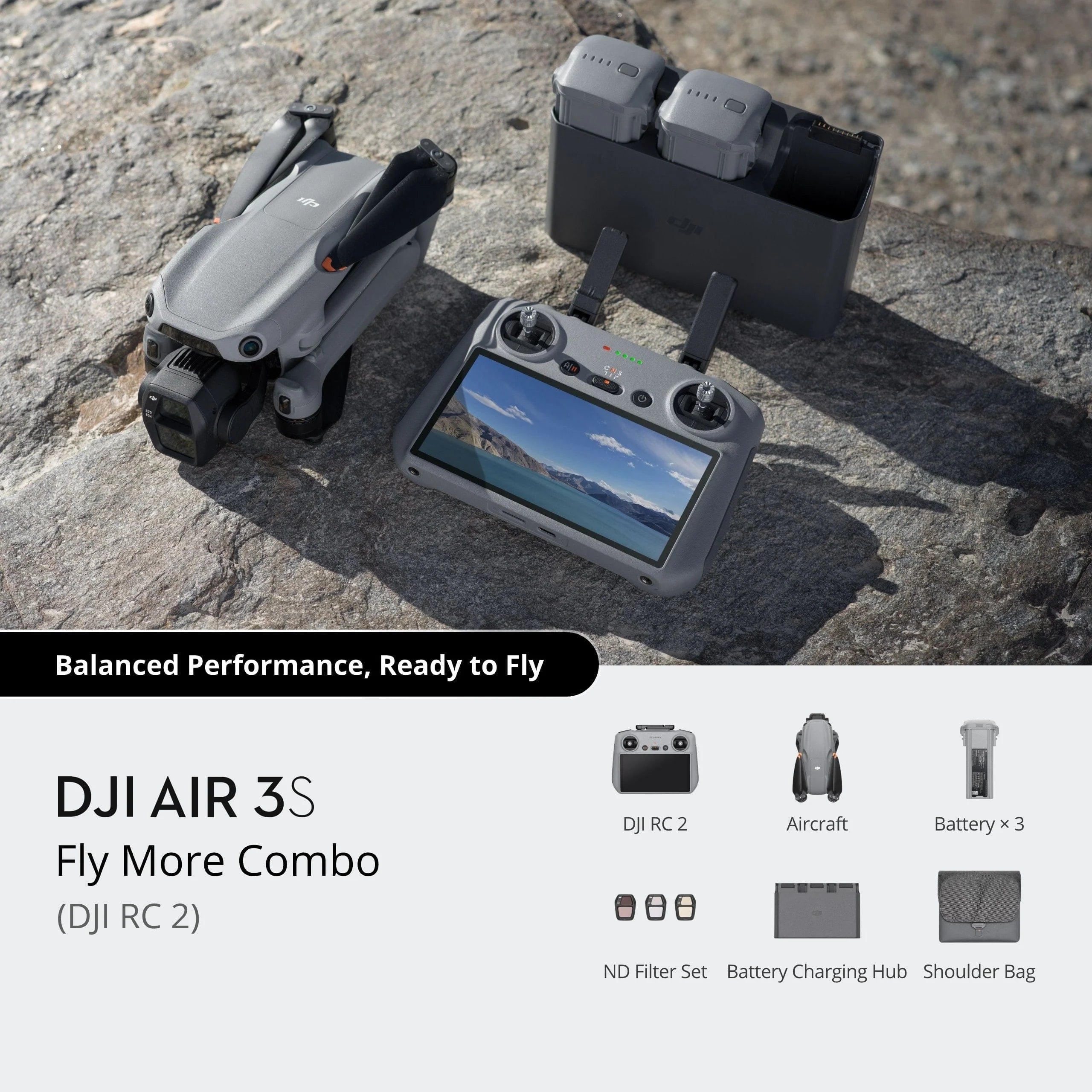 DJI Air 3S Fly More Combo (DJI RC 2) - 1" CMOS Dual-Camera 4K Drone