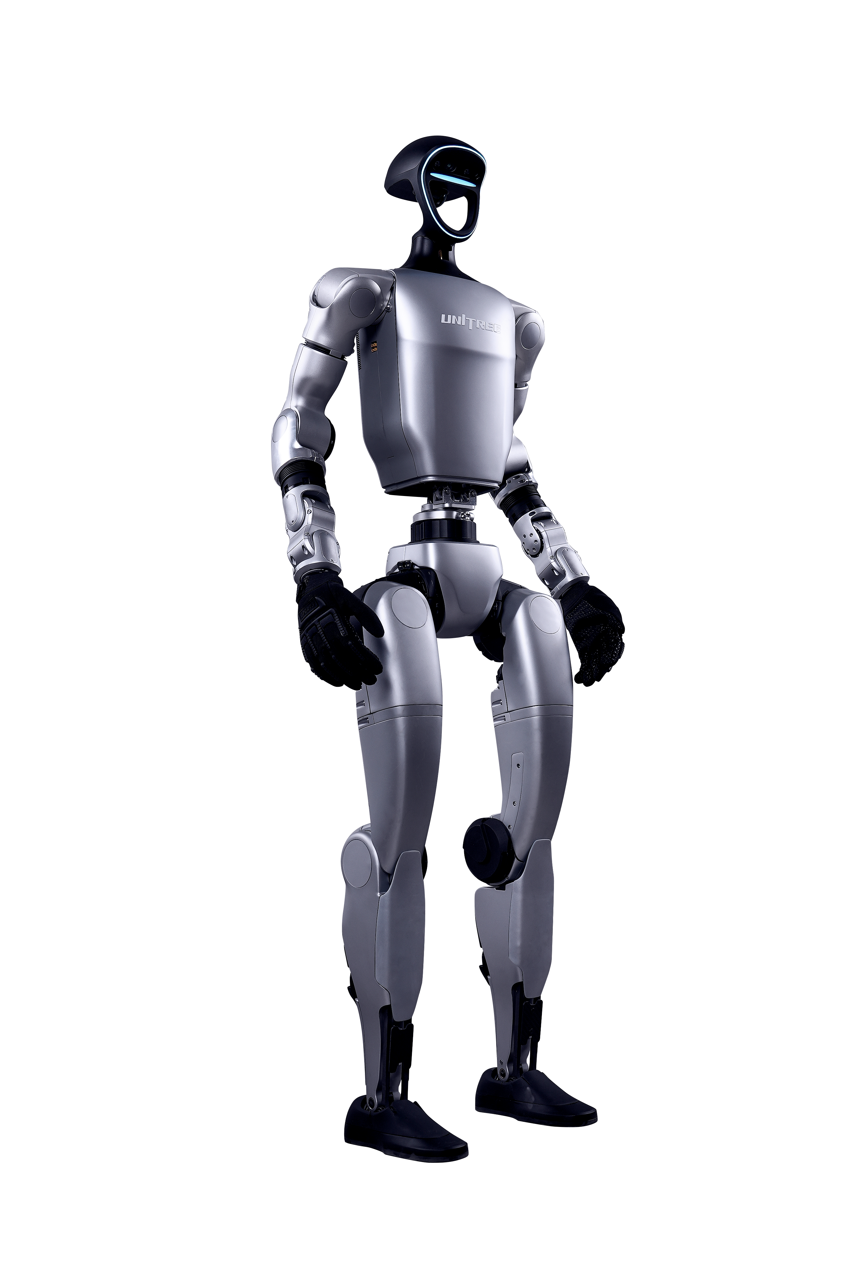 Unitree G1 humanoid robot standing, transparent background