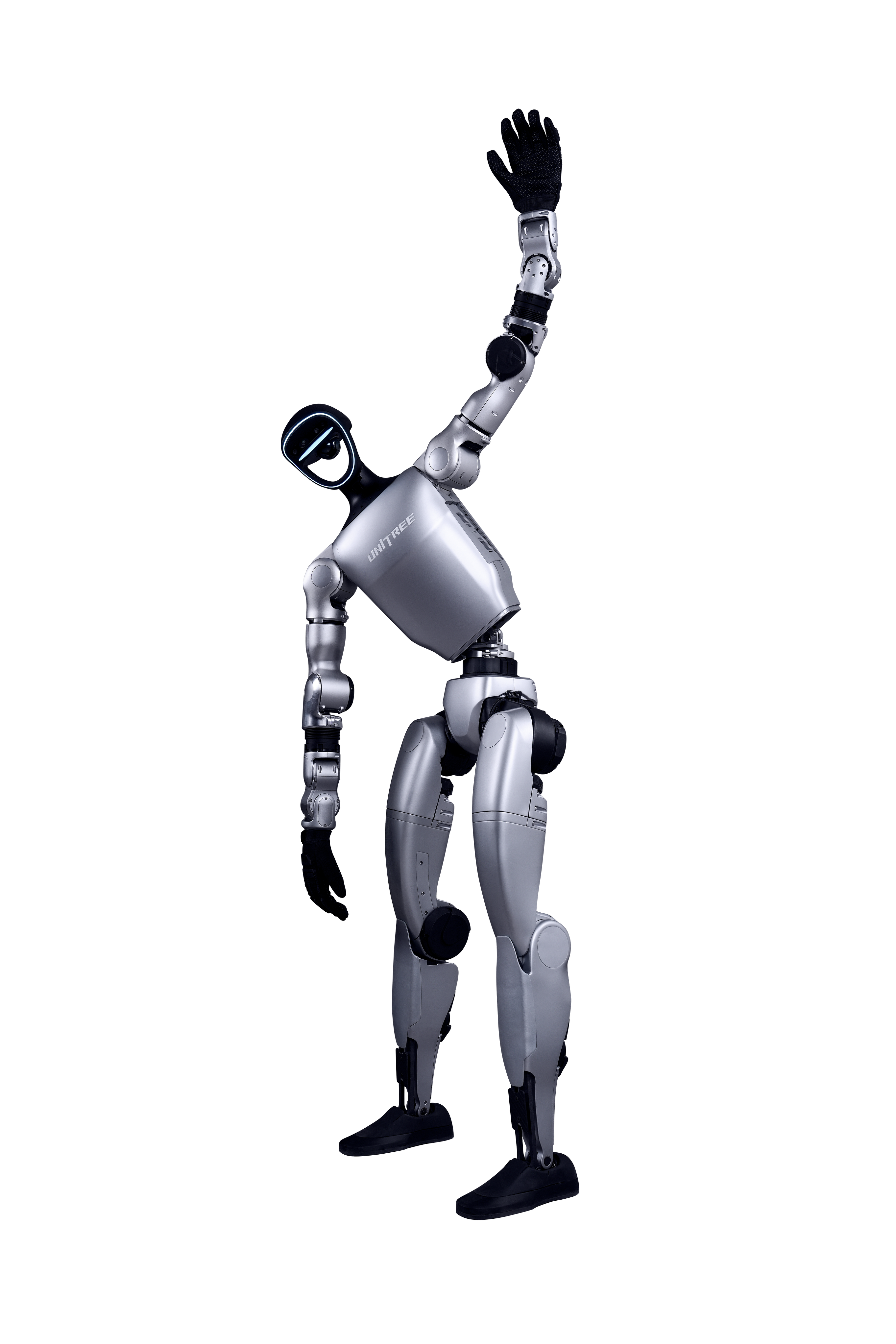Unitree G1 Pro humanoid robot waving, side view