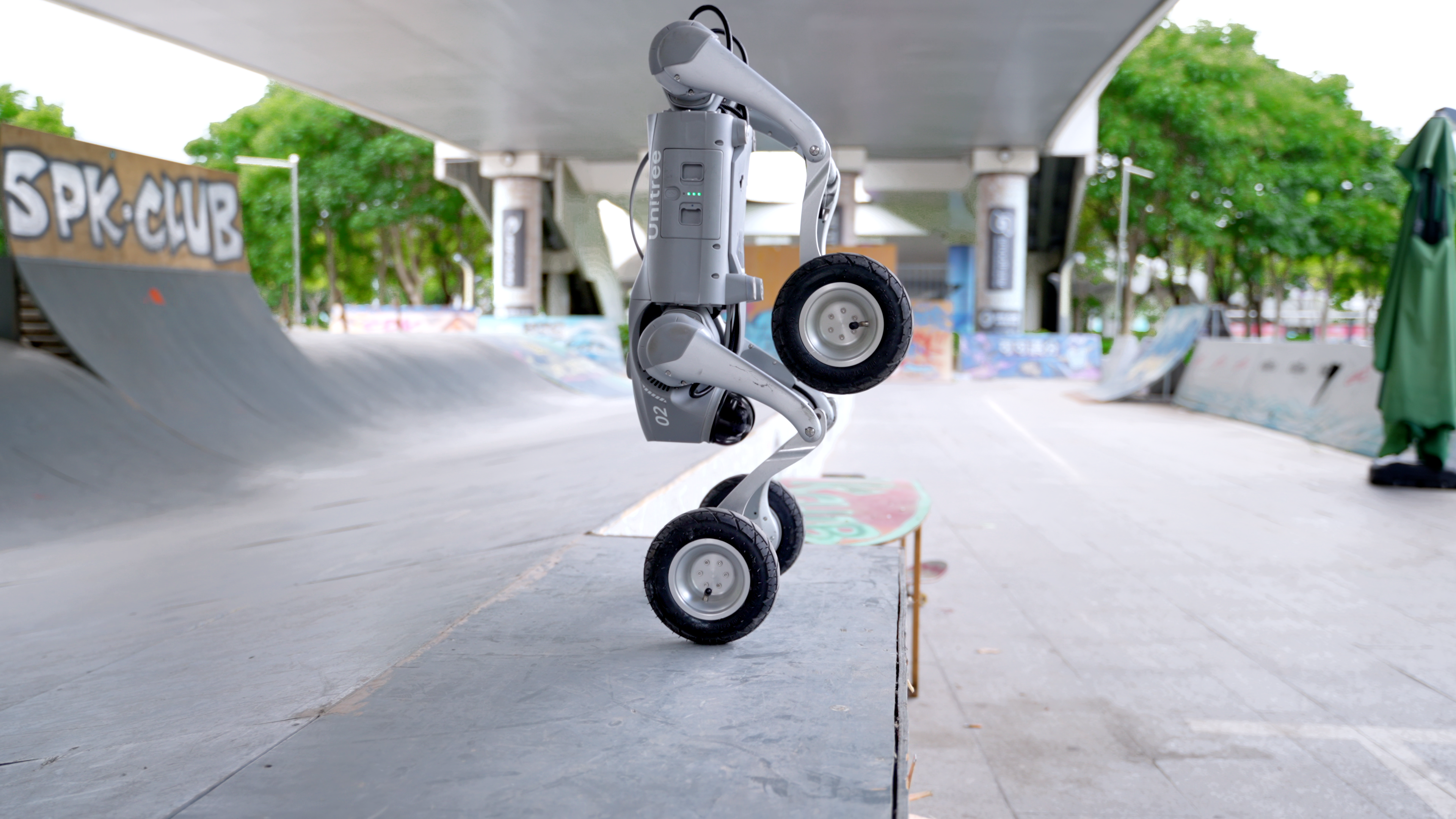 Unitree Go2-W inspection quadruped, 4K render rear angle