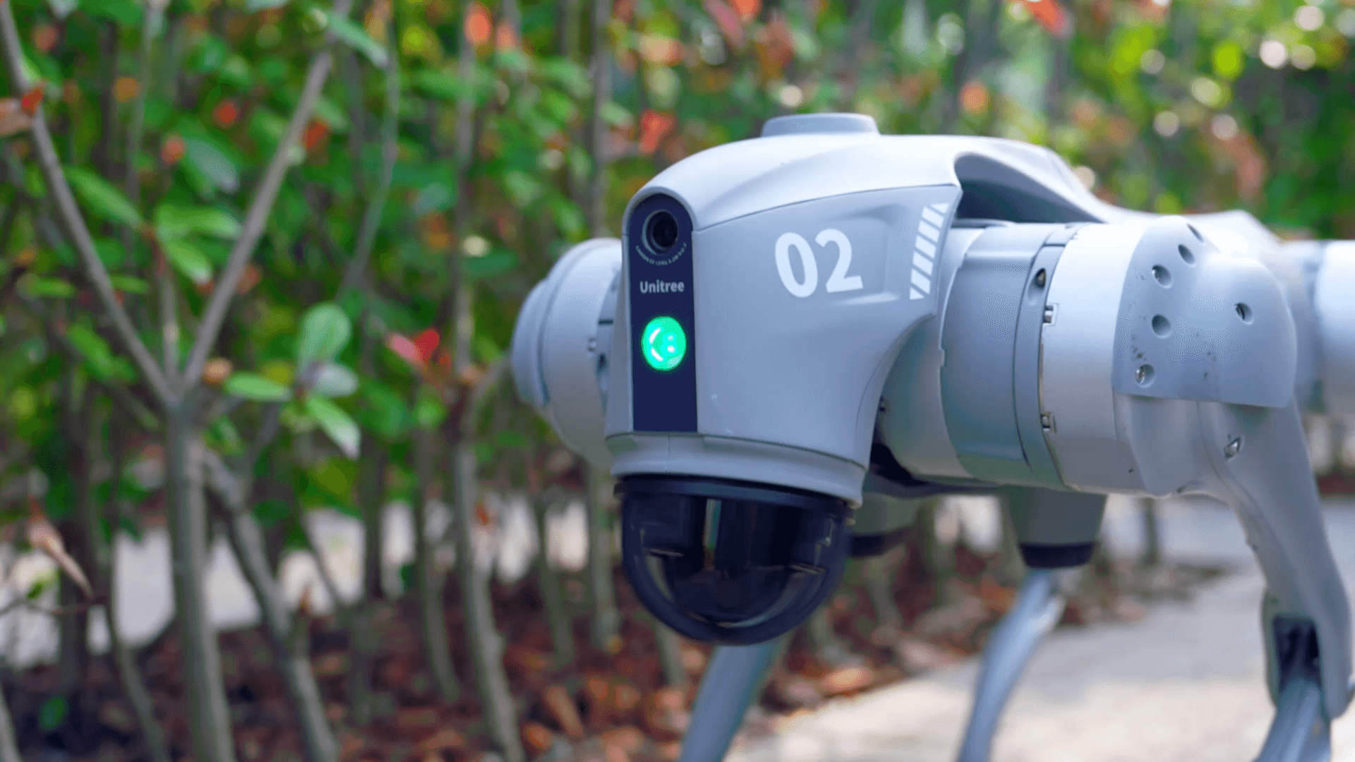 Unitree Go2 Pro sensor head close-up outdoors