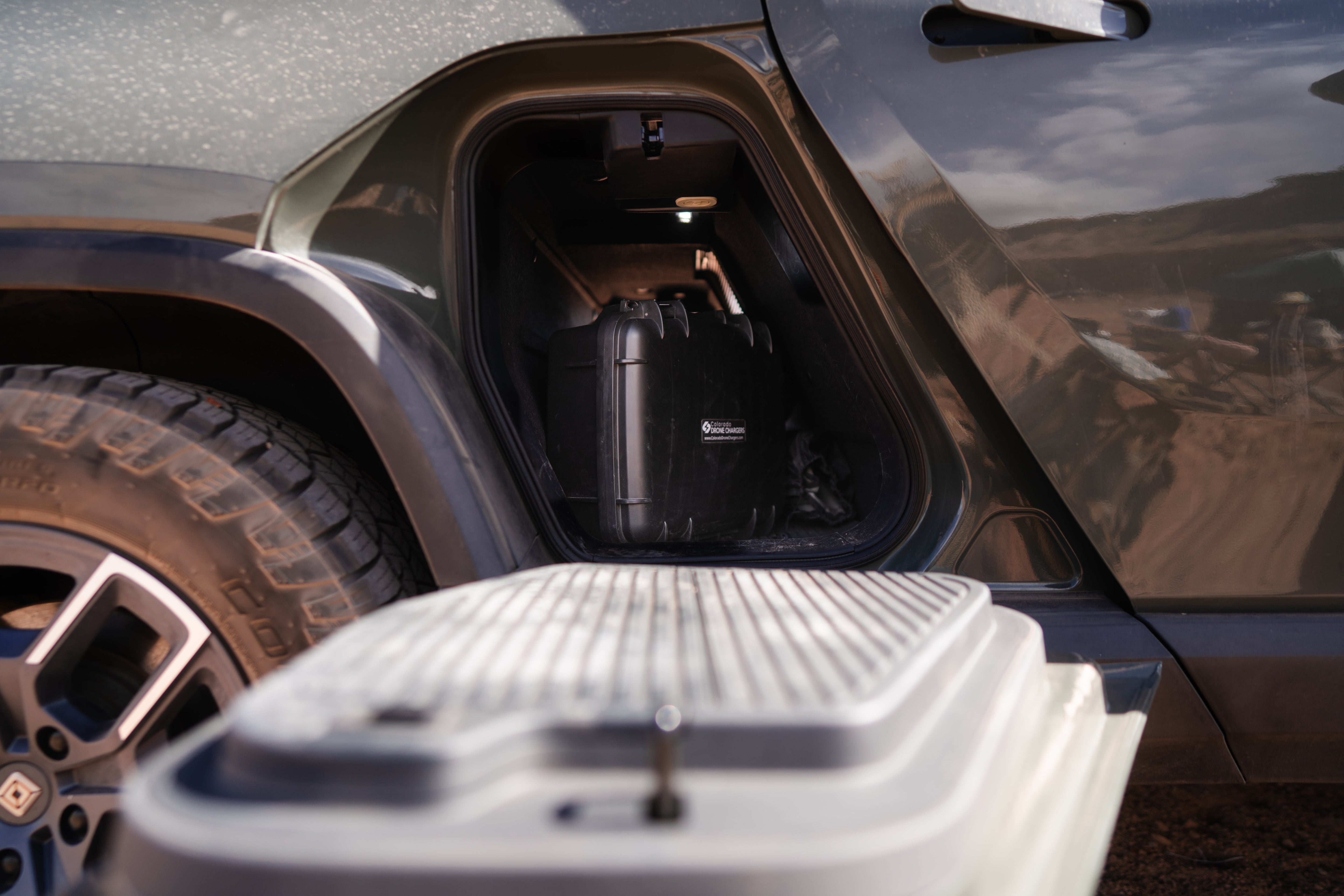 Colorado Drone Chargers rapid charging system in use during a desert field operation