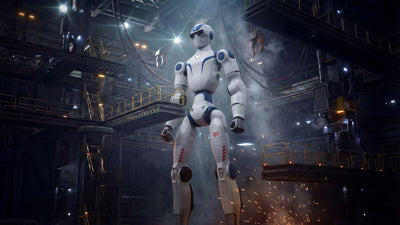 Unitree R1 humanoid robot standing in an industrial facility