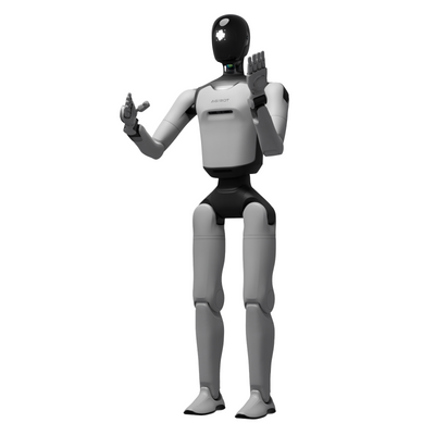 AgiBot A3 Ultra full-size humanoid robot waving, with articulated dexterous hands
