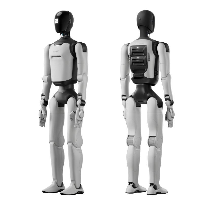 AgiBot A3 Ultra humanoid robot, front and back views