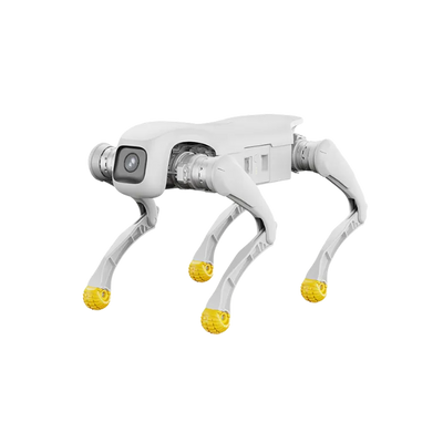 AgiBot D1 Edu quadruped robot side profile showing leg articulation and anti-collision modules