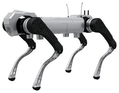 AgiBot D1 MaxPro industrial quadruped robot, three-quarter product render on a white background