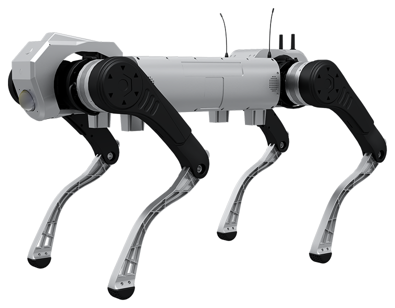 AgiBot D1 MaxPro industrial quadruped robot, three-quarter product render on a white background