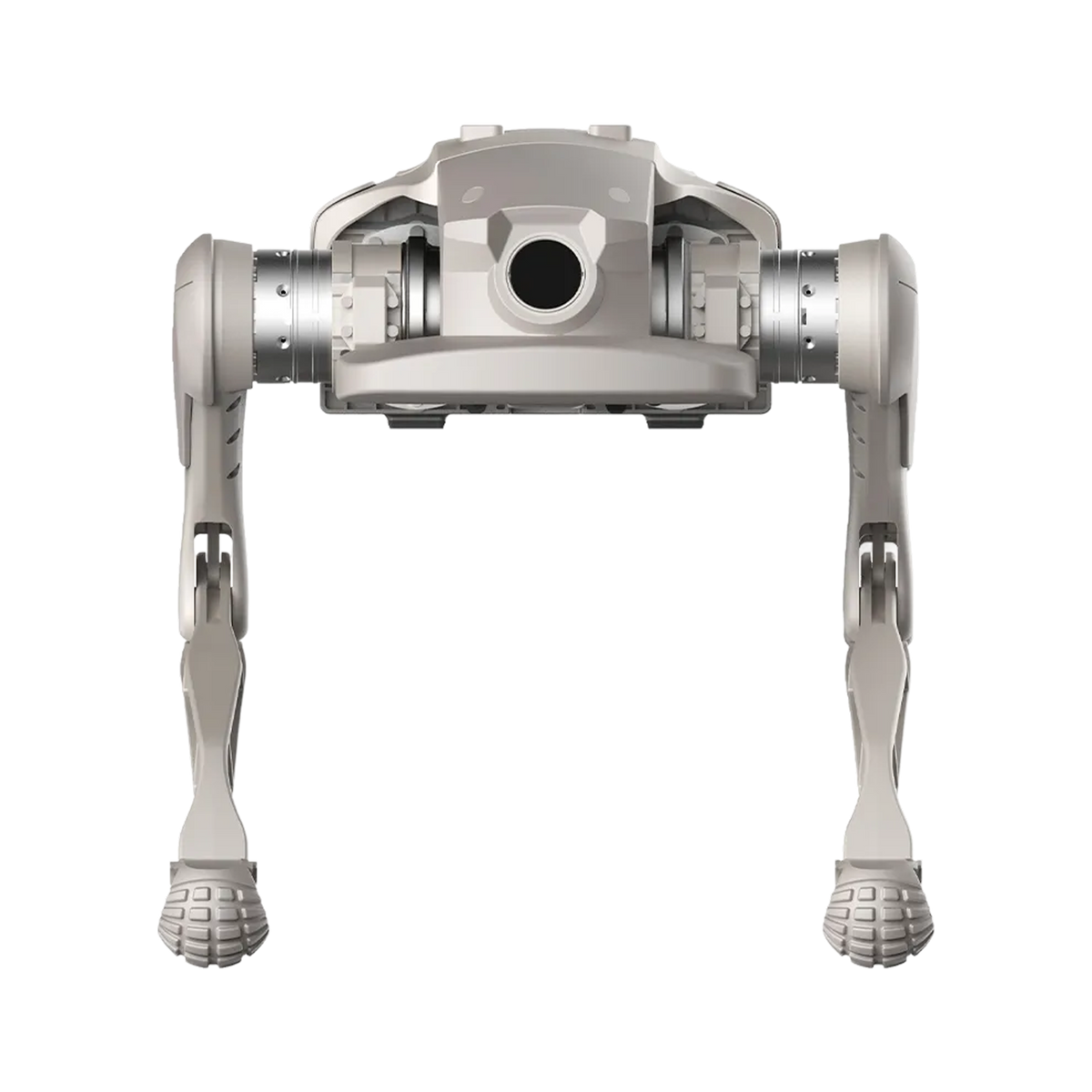 AgiBot D1 Ultra quadruped robot front view with sensor port for LiDAR and RGB-D payloads