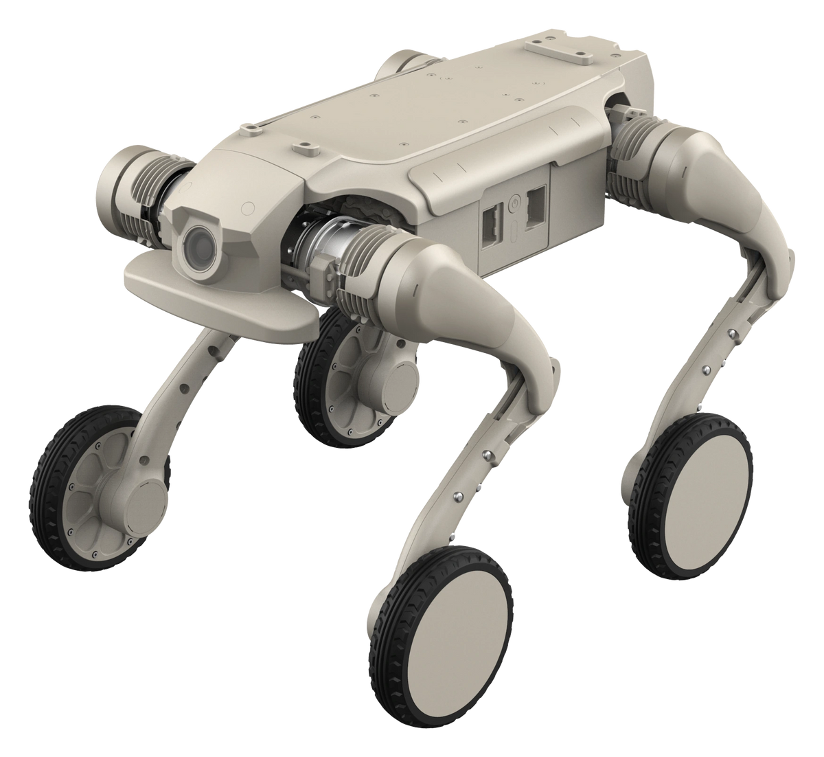 AgiBot D1 Ultra-W front three-quarter view showing the 6-inch solid tires and leg joints