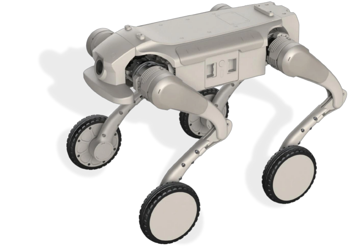 AgiBot D1 Ultra-W wheel-legged quadruped robot in a three-quarter view on a white background