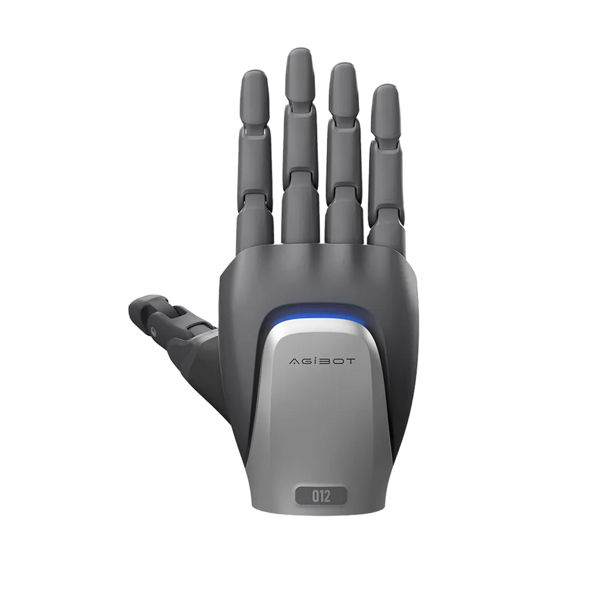 AgiBot OmniHand Pro O12 dexterous hand in graphite, 19 degrees of freedom with 3D fingertip force sensing
