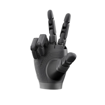AgiBot OmniHand Pro O12 palm detail showing the ridged tactile sensing surface