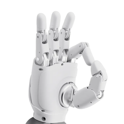 AgiBot OmniHand with Tactile gripping a sphere, showing five-finger grasp strength of 5 kg or more
