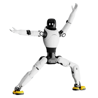 AgiBot X2 humanoid robot kneeling pose showing hip and knee joint range