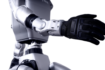 Unitree G1 Edu humanoid robot walking, transparent background