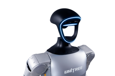Unitree G1 Edu head with LiDAR and depth camera, transparent background