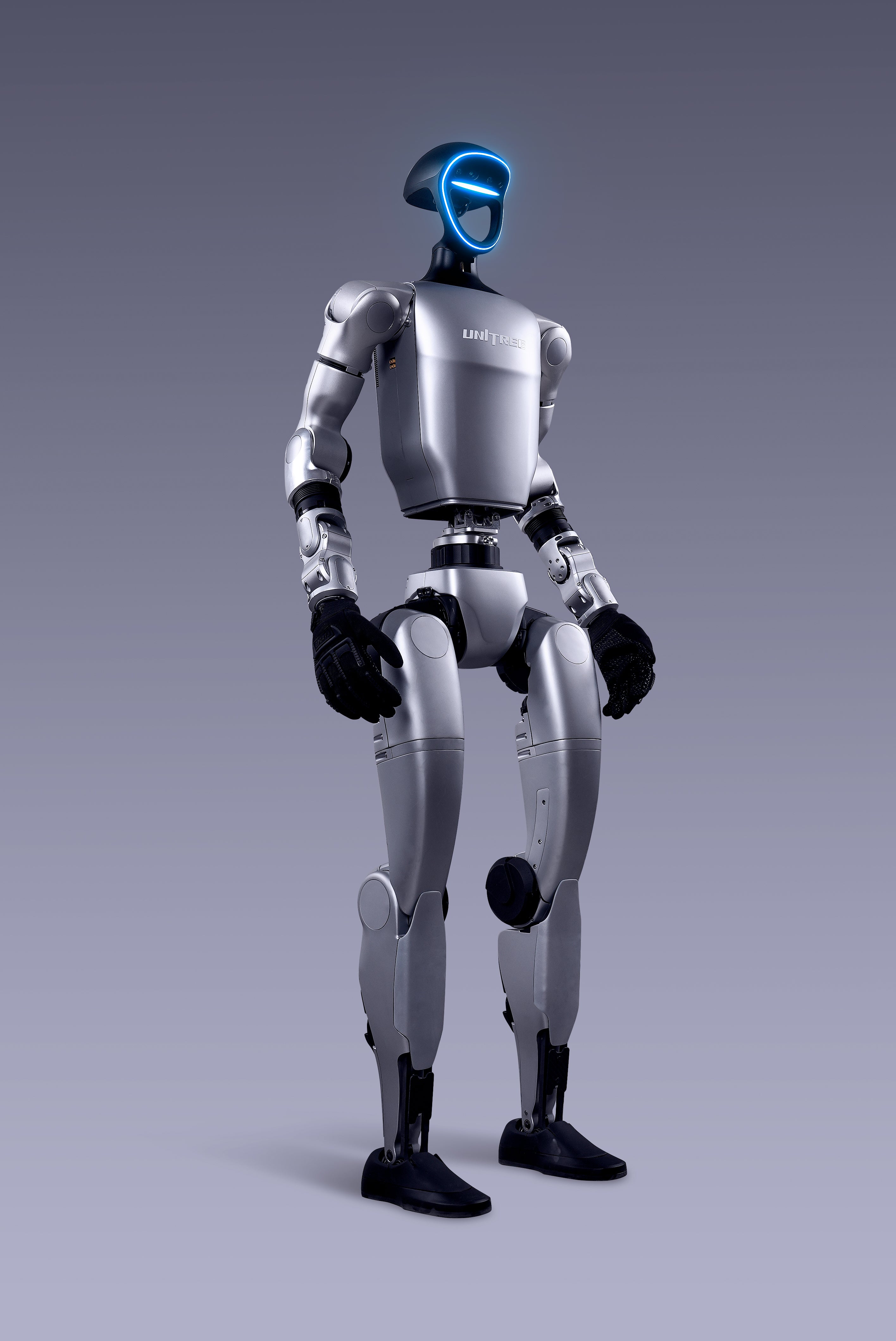 Unitree G1 Edu humanoid robot, angled studio view
