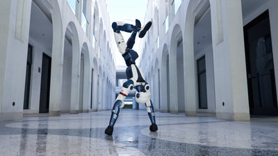 Unitree R1 humanoid robot performing a handstand