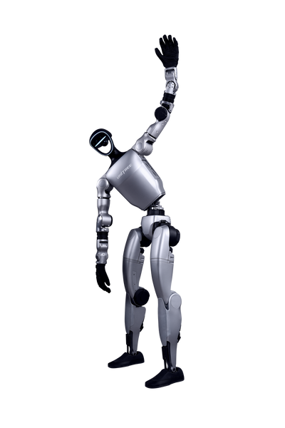 Unitree G1 Pro humanoid robot waving, side view