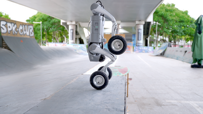 Unitree Go2-W inspection quadruped, 4K render rear angle