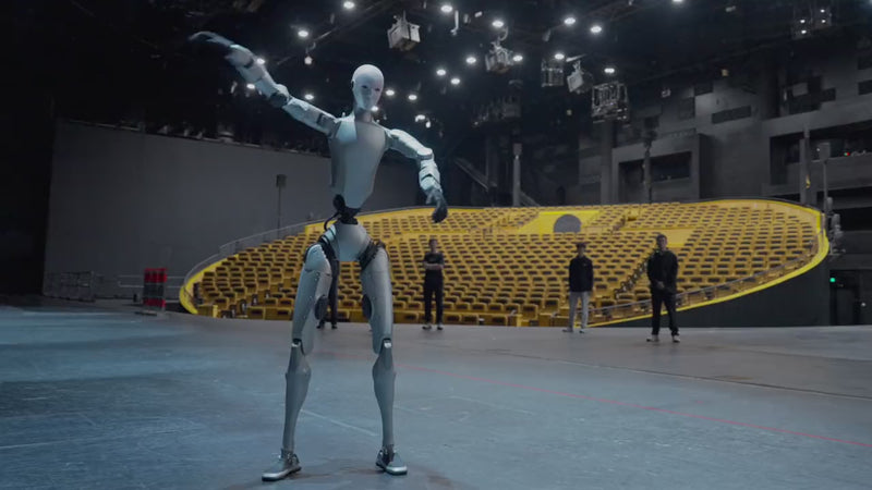 Unitree H2 humanoid robot replicating human movement under motion control