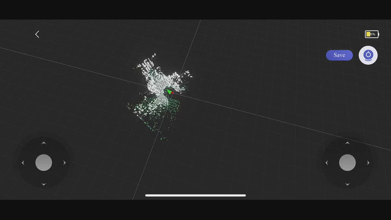 Unitree Go app showing a 3D point cloud map and navigation mode
