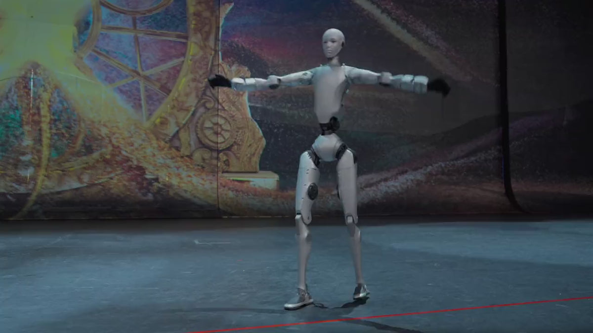 Load video: Unitree H2 humanoid robot performing a dynamic full body routine on stage
