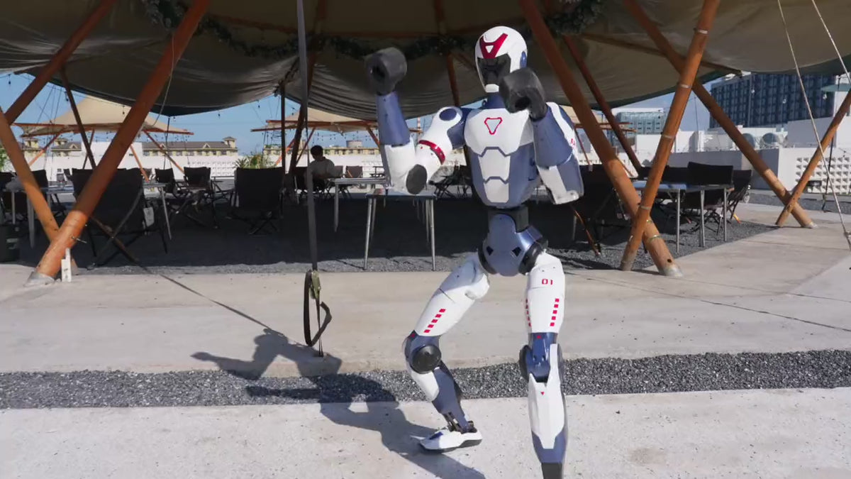 Load video: Unitree R1 humanoid robot boxing and throwing punches