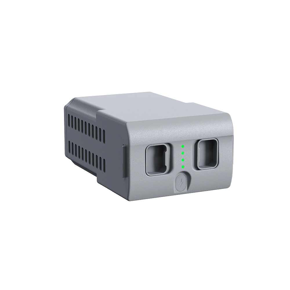 Unitree G1 quick-release smart battery pack, grey studio render on white background