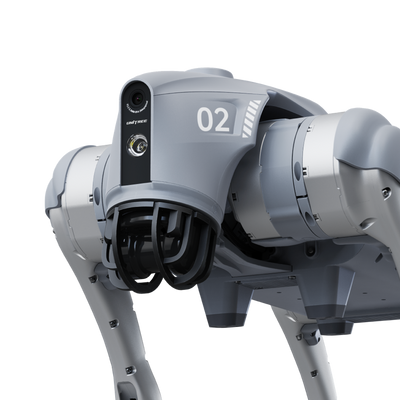 Unitree Go2 X body and joint detail studio render