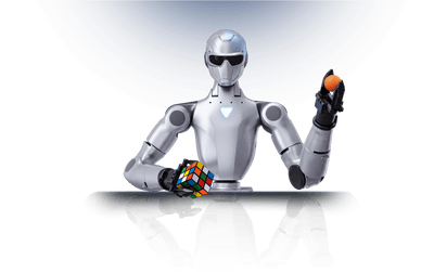 Unitree R1-A7 dual-arm robot demonstrating dexterity with a Rubiks cube