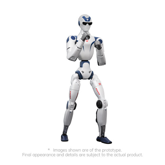 Unitree R1 humanoid robot on white background